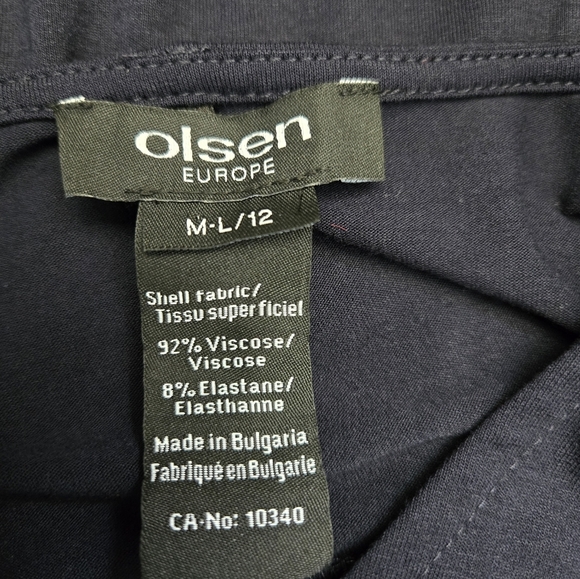 OLSEN Lightweight, Stretchy Navy Blue Midi Dress With Cinchable Belt. Size 12 - Picture 8 of 10